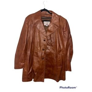 Grais Leather 2-1 Jacket/Vest VTG Mens Angel Skin Nappa Leather Coat Brown 46